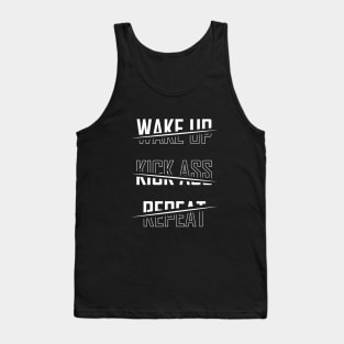 Wake Up Kick Ass Repeat - BlackWhite Tank Top